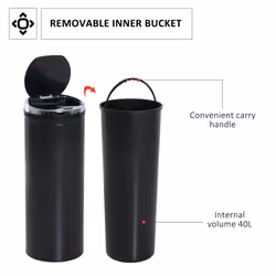HOMCOM Automatic Hand Sensor Dustbin Kitchen Waste Bin Rubbish Can 50L Black - Additional view 5