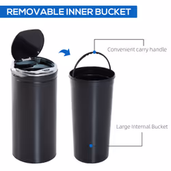 HOMCOM Automatic Hand Sensor Dustbin Kitchen Waste Bin Rubbish Can 42L Black