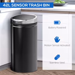 HOMCOM Automatic Hand Sensor Dustbin Kitchen Waste Bin Rubbish Can 42L Black - Additional view 5