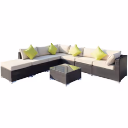 Outsunny 8pc Rattan Sofa Garden Furniture Aluminium Outdoor Patio Set Brown - Additional view 8