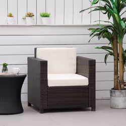 Garden Patio Rattan Wicker Furniture Single Cube Chair Sofa Outdoor Brown - Additional view 10