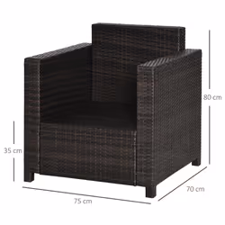 Garden Patio Rattan Wicker Furniture Single Cube Chair Sofa Outdoor Brown - Additional view 5