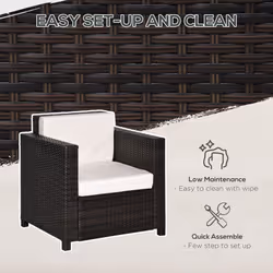 Garden Patio Rattan Wicker Furniture Single Cube Chair Sofa Outdoor Brown - Additional view 8