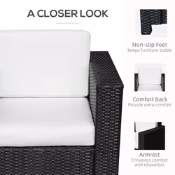 Garden Patio Rattan Wicker Furniture Single Cube Chair Sofa Outdoor Black - Additional view 4