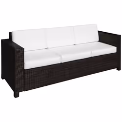 Outsunny Rattan Wicker 3-seater Sofa Chair Patio Furniture w/ Cushion Brown - Additional view 8