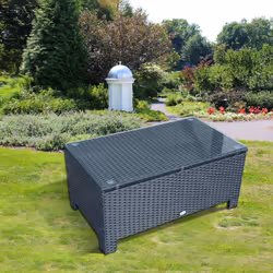 Outsunny Rattan Garden Coffee Table With Glass Top - Black - Additional view 5