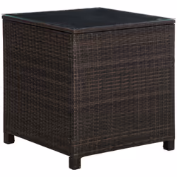 Outsunny Side Table Furniture Tempered Glass Garden Patio Wicker Brown - Additional view 8