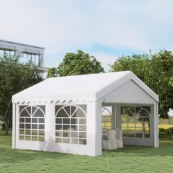Outsunny 4m Gazebo Garden Marquee Canopy Party Carport Shelter Garage Tent White