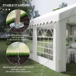 Outsunny 4m Gazebo Garden Marquee Canopy Party Carport Shelter Garage Tent White - Additional view 4