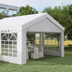 Outsunny 4m Gazebo Garden Marquee Canopy Party Carport Shelter Garage Tent White - Additional view 6