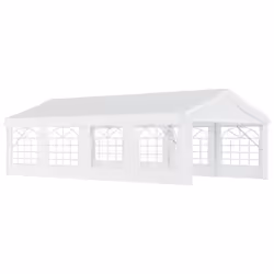 Outsunny 8m Gazebo Garden Marquee Canopy Party Carport Shelter Garage Tent White
