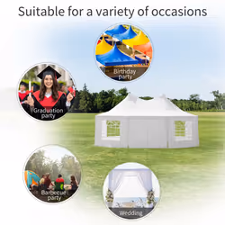 Outsunny 6.8 x 5m Garden Octagonal Gazebo Party Wedding Tent  Heavy Duty Marquee