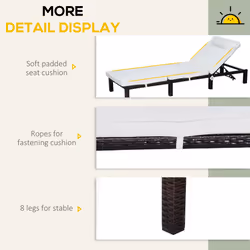 Outsunny Garden Rattan Furniture Recliner Lounger Sun Reclining Daybed Patio - Additional view 4