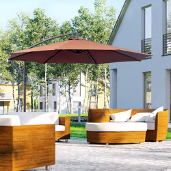Outsunny 3(m) Garden Banana Parasol Cantilever Umbrella w/ Crank, Coffee