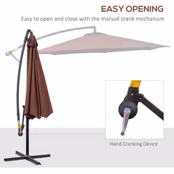 Outsunny 3(m) Garden Banana Parasol Cantilever Umbrella w/ Crank, Coffee - Additional view 5