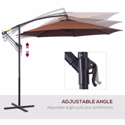 Outsunny 3(m) Garden Banana Parasol Cantilever Umbrella w/ Crank, Coffee - Additional view 6