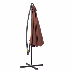 Outsunny 3(m) Garden Banana Parasol Cantilever Umbrella w/ Crank, Coffee - Additional view 7