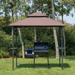 Outsunny Outdoor Double-tier BBQ Gazebo Shelter Grill Canopy Barbecue Tent