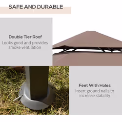 Outsunny Outdoor Double-tier BBQ Gazebo Shelter Grill Canopy Barbecue Tent - Additional view 11