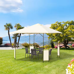 Outsunny Garden Gazebo Awning Tent Marquee Water Resistant Steel Cream 3mx3m