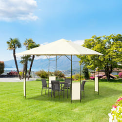 Outsunny Garden Gazebo Awning Tent Marquee Water Resistant Steel Cream 3mx3m
