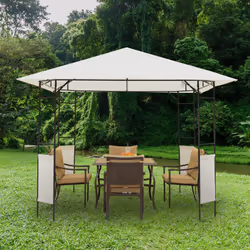 Outsunny Garden Gazebo Awning Tent Marquee Water Resistant Steel Cream 3mx3m