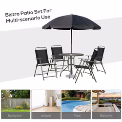 Outsunny 6PC Garden Dining Set Outdoor Furniture Folding Chairs Table Parasol - Additional view 4