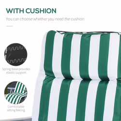 Outsunny Set of 2 Folding Sun Lounger Recliner Chairs Daybed Cushion Green White