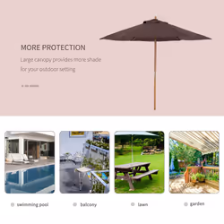 Outsunny 2.5m Wood Garden Parasol Sun Shade Patio Outdoor Wooden Umbrella Canopy - Additional view 4