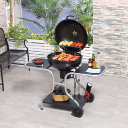 Outsunny Garden Charcoal Barbecue Grill Trolley BBQ Patio Heating w/ Wheels