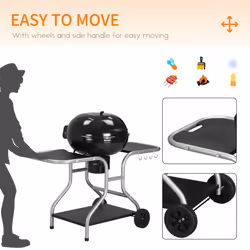 Outsunny Garden Charcoal Barbecue Grill Trolley BBQ Patio Heating w/ Wheels - Additional view 5