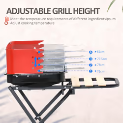 Outsunny Foldable Charcoal Trolley Barbecue BBQ Grill Cooker Smoker W/ Wheels