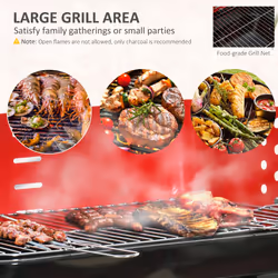 Outsunny Foldable Charcoal Trolley Barbecue BBQ Grill Cooker Smoker W/ Wheels - Additional view 4