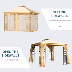 Outsunny 3 x 3(m) Patio Garden Metal Gazebo Marquee Tent Canopy Shelter Pavilion