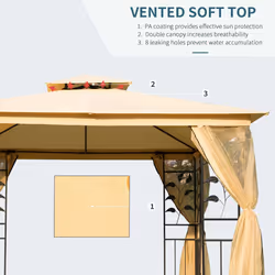 Outsunny 3 x 3(m) Patio Garden Metal Gazebo Marquee Tent Canopy Shelter Pavilion