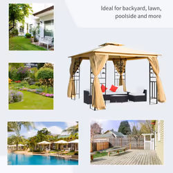 Outsunny 3 x 3(m) Patio Garden Metal Gazebo Marquee Tent Canopy Shelter Pavilion - Additional view 5