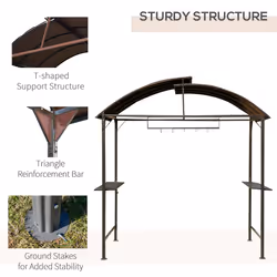 Outsunny Gazebo Marquee Canopy Awning Shelter Garden Patio BBQ Tent Grill Black - Additional view 5