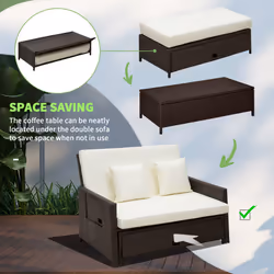 Outsunny Garden Rattan Furniture Set 2 Seater Patio Sun Lounger Daybed Sun Bed - Additional view 4