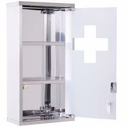 HOMCOM Wall Mounted Medicine Cabinet First Aid Box Glass Door Lockable - Additional view 4