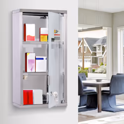 HOMCOM Wall Mounted Medicine Cabinet First Aid Box Glass Door Lockable - Additional view 5