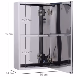 HOMCOM Wall Mounted Bathroom Mirror Glass Storage Cabinet Cupboard