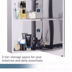 HOMCOM Wall Mounted Bathroom Mirror Glass Storage Cabinet Cupboard - Additional view 5