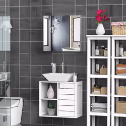 HOMCOM Bathroom Cabinet W/ Double Door Wall Mounted Mirror - Additional view 4