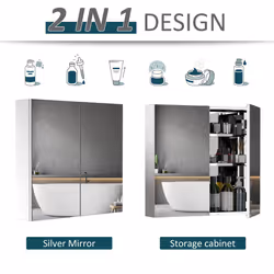 HOMCOM Bathroom Cabinet W/ Double Door Wall Mounted Mirror - Additional view 5