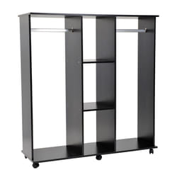 HOMCOM Black Mobile Open Wardrobe With Clothes Hanging Rail