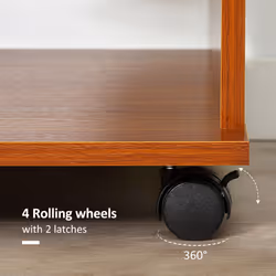 HOMCOM Rolling Open Wardrobe Hanging Rail Storage Shelves for Clothes, Walnut - Additional view 4
