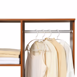 HOMCOM Rolling Open Wardrobe Hanging Rail Storage Shelves for Clothes, Walnut - Additional view 8