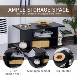HOMCOM Modern TV Cabinet Stand Storage Shelves Table Mobile Bedroom - Additional view 4