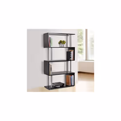 Homcom 4-Tier S-Shaped Bookcase | Black Room Divider Shelves - Additional view 9