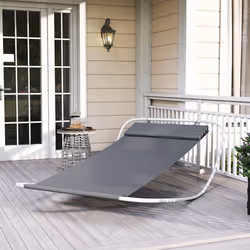 Outsunny Single Texteline Outdoor Hammock Bed Patio Sun LoungerRocker Grey